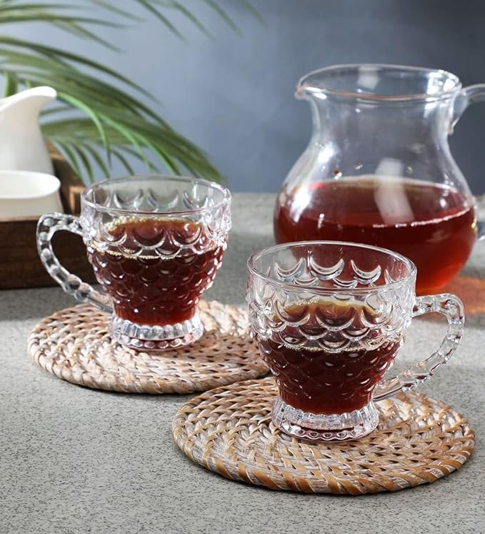 Dakshayanii Transparent Crystal Clear Glass Cups & Fancy Bubble Design Coffee Mugs(Pineapple Cup).210 ml.. - Koshbazaar-