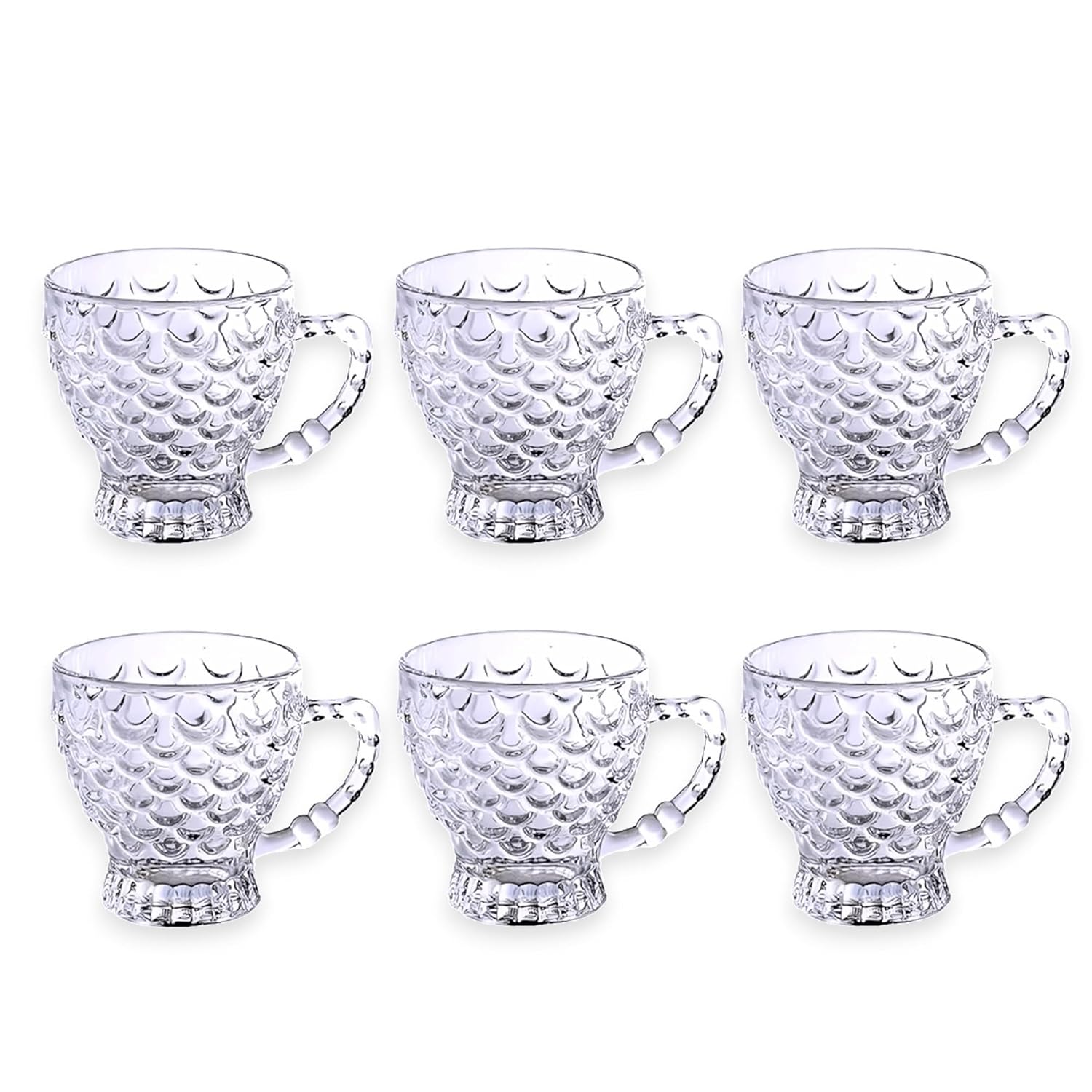 Dakshayanii Transparent Crystal Clear Glass Cups & Fancy Bubble Design Coffee Mugs(Pineapple Cup).210 ml.. - Koshbazaar-