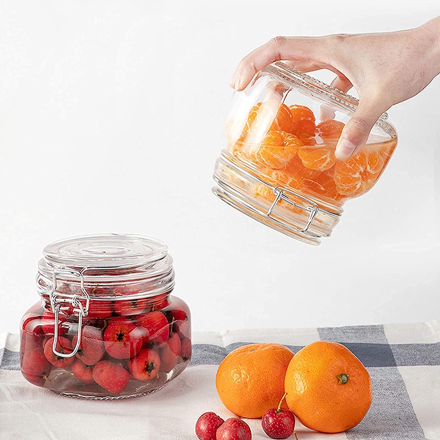 Dakshayanii Airtight Glass jar with Lids Food Storage Jar - with Clear Preserving Seal Wire Clip. - Koshbazaar-