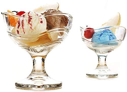Dakshayanii 170 ML, Set of 6 Crystal Glass Curve Wave Shape ice Cream Bowl Serving Fruit Salad Pudding Multi - Purpose Bowl - Koshbazaar - 