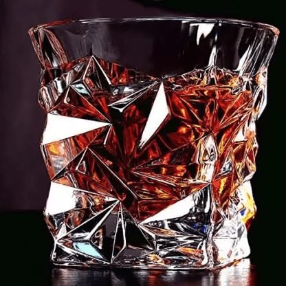 Dakshayanii 300ML Crystal Touch Diamond Cut Seamless Whiskey Glass Set of 3 Imported Designer Tumblers for Bourbon Scotch and Cocktails - Koshbazaar - 