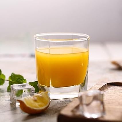 Dakshayanii 300ML Diamond Whiskey Glass Set of 2 Amber Glassware for Scotch Bourbon Rocks Cocktails Liqueur and Cognac - Koshbazaar - 