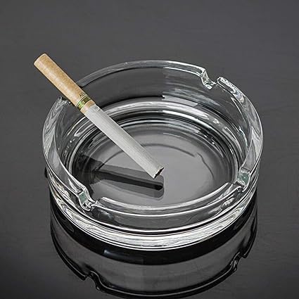 Dakshayanii Ashtray Glass Round | Tabletop Ash Tray Indoor Outdoor Home Decor Set Of (Set Of 1 | Hard Glass | Bpa Free) - Koshbazaar - 