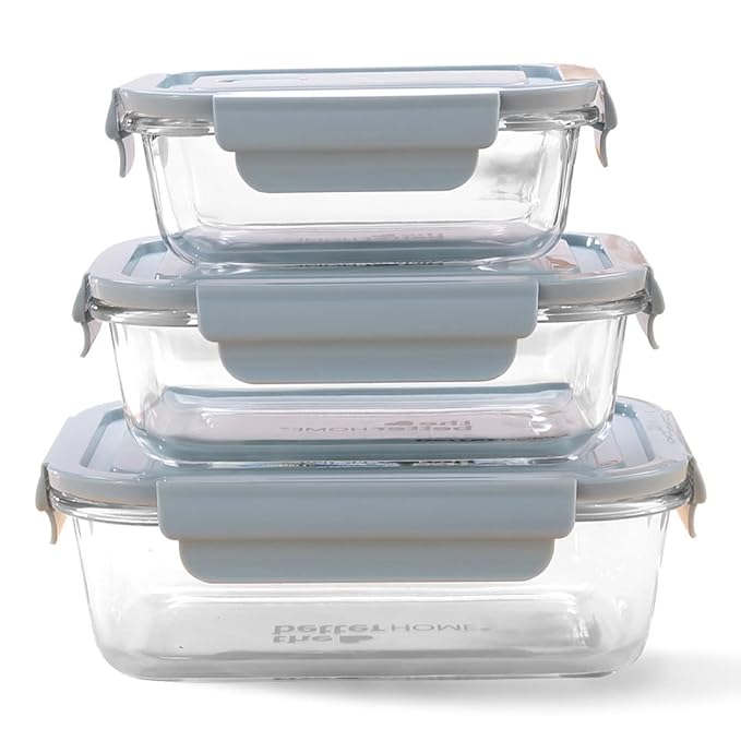 Dakshayanii Borosilicate Glass Lunch Box |Set Of 3 (1040ml, 680ml, 410ml) - Koshbazaar - 