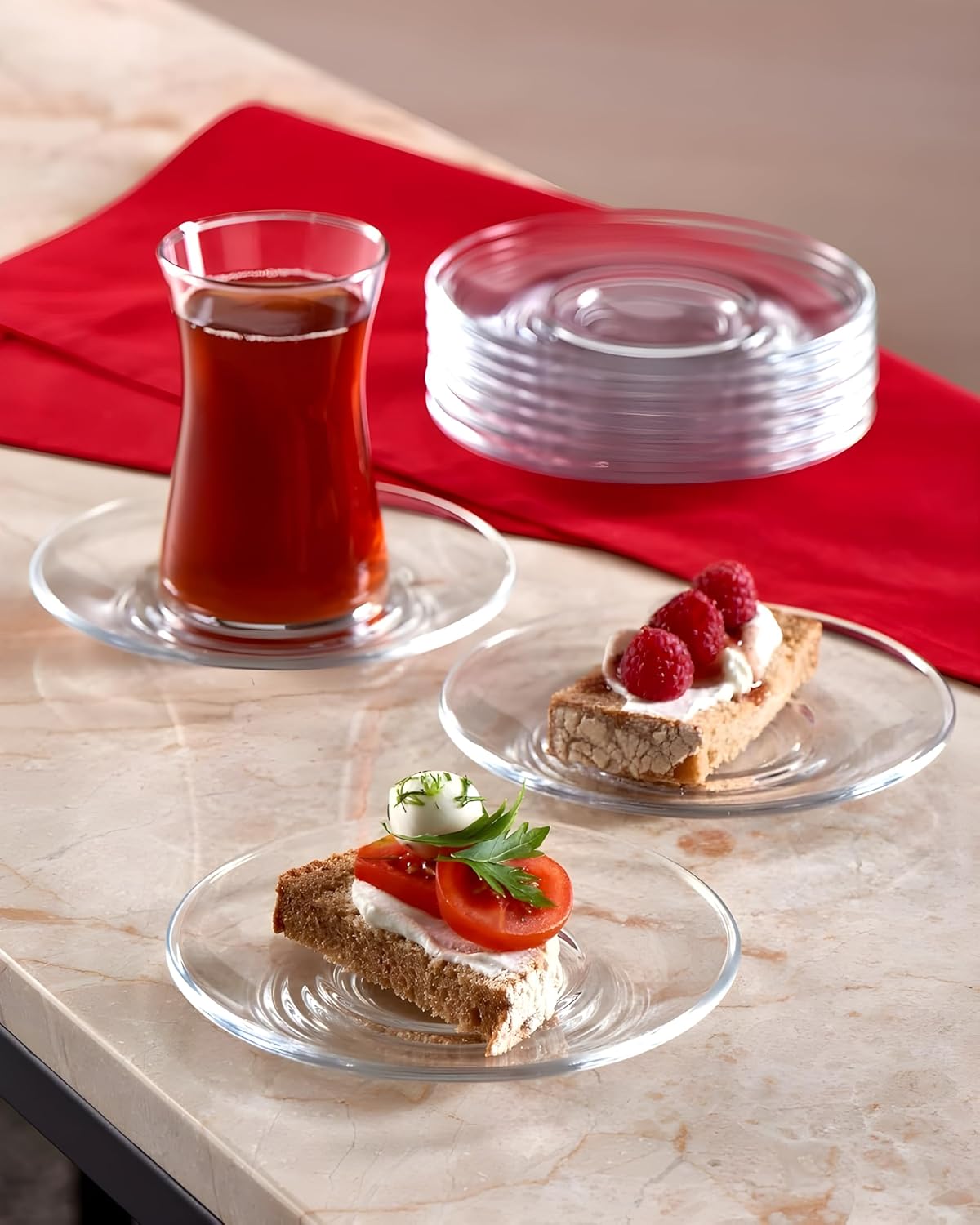 Dakshayanii Clear Glass Saucer Only Saucers Without Cup for Serving Tea Coffee Snacks. - Koshbazaar - 