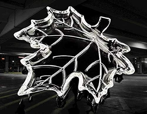 Dakshayanii Crystal Glass Fruit Plate Leaf Shape Serving Tray Large Transparent Maple Leaf Design for Home Decoration and Dining Pack of 1 - Koshbazaar - 