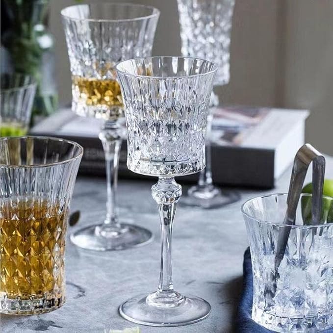 Dakshayanii Crystal Wine Glass With Clear Classic Design| Lead Free Glass(Transparent,280ml) - Koshbazaar - 