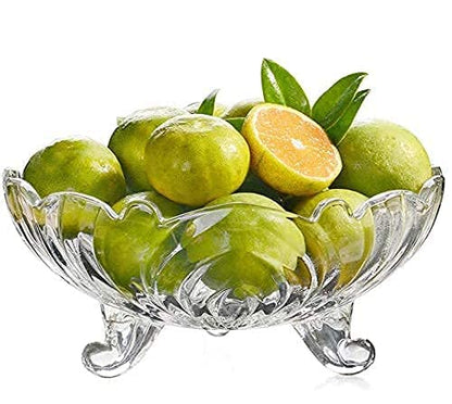 Dakshayanii Fruit Bowl Dining Table Glass Serving & Dinnerware Transparent Bowl (Crystal Flower Cut) - Koshbazaar - 