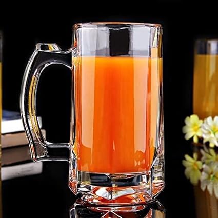 Dakshayanii Glass Beer Mugs 400 Ml, Full Can Size Beer Mug, Large Mug, Freeze Safe, For Bar,Alcohol,Beverages, Transparent - Koshbazaar -