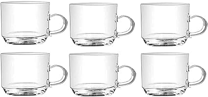 Dakshayanii Glass Tea Cup,  Crystal Clear Toughened Glass Tea Cup with Convenient Solid Handle Cups Coffee, Milk, cappuccinos, Lemon Tea, Green... - Koshbazaar -