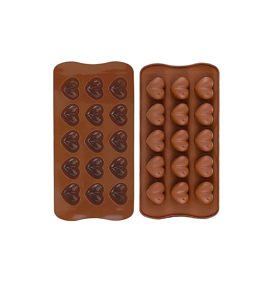Dakshayanii Heart - Shaped Silicone Chocolate Mould, 15 Cavities, Brown - Koshbazaar - 