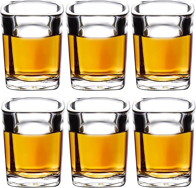 Dakshayanii Heavy Based Shot Glass | Tequila Glass | Wine Glass | Vodka Glass | Cocktail Glass | Small Square Shot Glass | Crystal Clear Shot Glass | 60 Ml,... - Koshbazaar - 