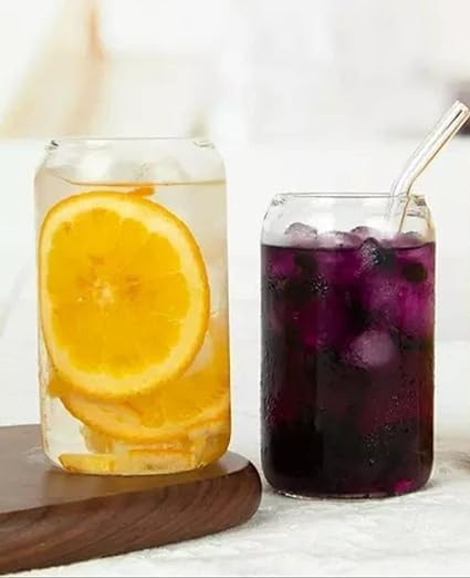 Dakshayanii Ice Juice Drinking Glass Can Mug with Straw for Juice, Milk, Coffee, Green Tea Cup (Set of 1, 510ml) - Transparent | Fruit Milk Soda Wine Beer... - Koshbazaar - 