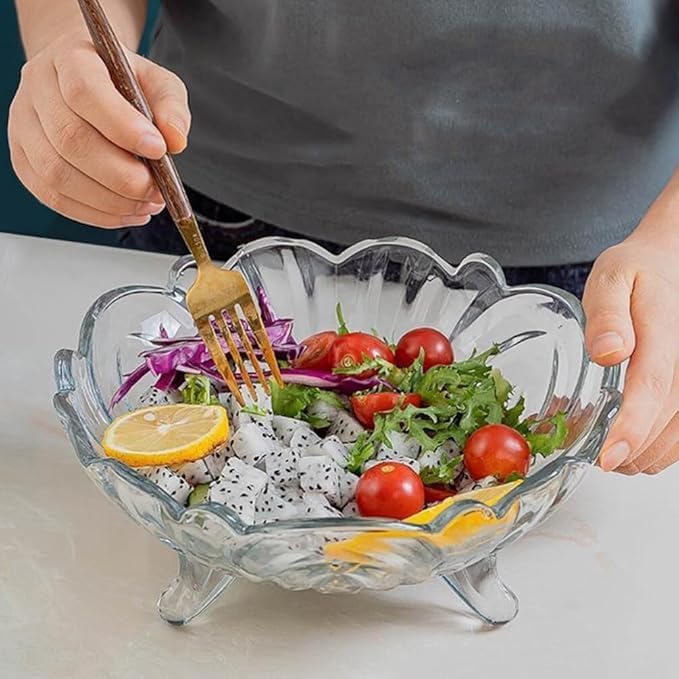 Dakshayanii Large Capacity Fruit Bowl Creative Crystal Glass Fruit Dish Bowl Multi - uses Salad Bowls - Mixing Bowls - Snack Bowls & Dinner Serving Bowls... - Koshbazaar - 