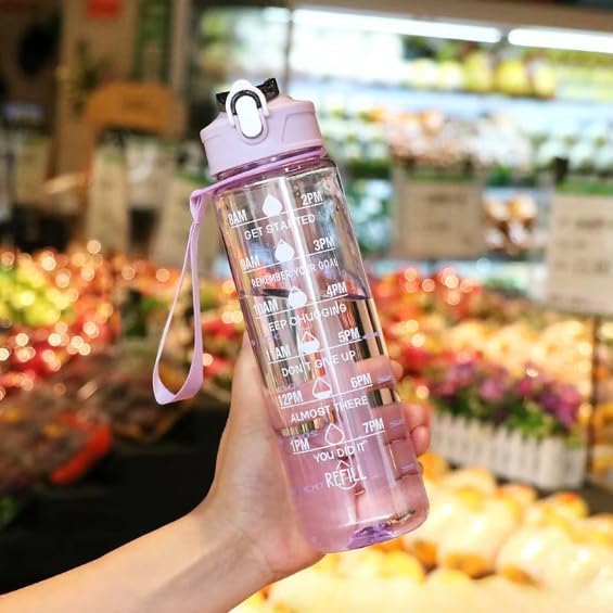 Dakshayanii Motivational Bottle|Transparent Water Bottle With Time Mark | Set Of 3|2000ML,900ML,300ML - Koshbazaar - 