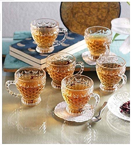 Dakshayanii Pineapple Cup With Saucer | Crystal Cup With Fancy Design - Koshbazaar - 