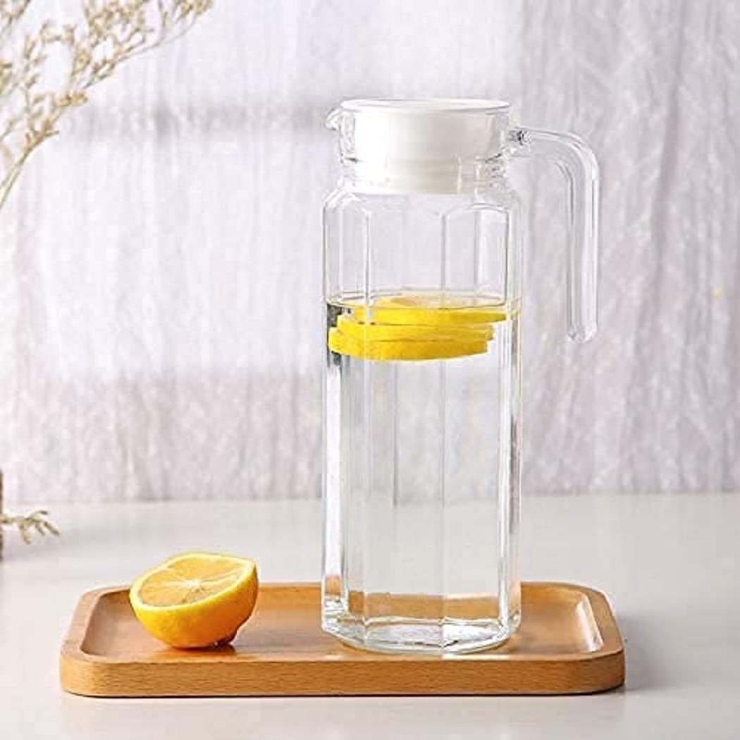 Dakshayanii Premium 1100ml Glass Water Jug with Plastic Lid & Handle | Transparent Beverage Carafe for Home, Office, Etc. | Pitcher for Serve Water,... - Koshbazaar - 