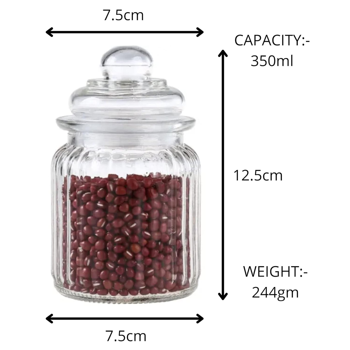 Dakshayanii Small Pop Jars For Kitchen Storage or Storing Spices,Jam,Honey,Aachar...(350ml) - Koshbazaar - 