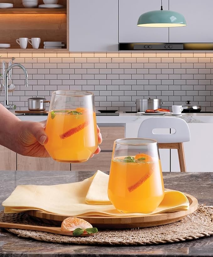 Dakshayanii Water Glasses Drinking Tumbler Glassware | 400 ML | Whiskey Glasses, Glass Cups, Juice Glasses | Cocktail Set Perfect for Home and Bar Gift,... - Koshbazaar - 